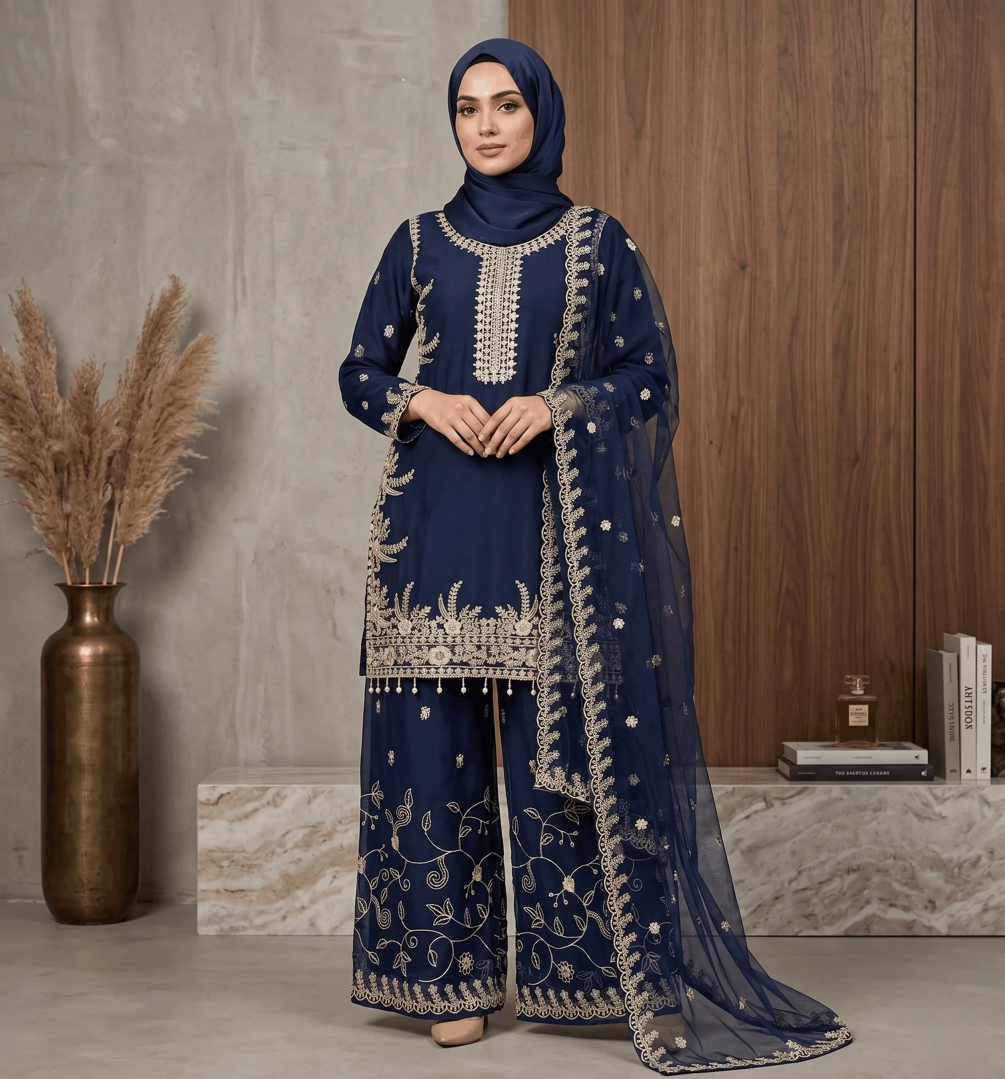 7fc87bb6-e6d6-4d28-9be2-993f3ce1ac7d 2 Piece - Embroidered Suit - KFE26-60 - Image 1